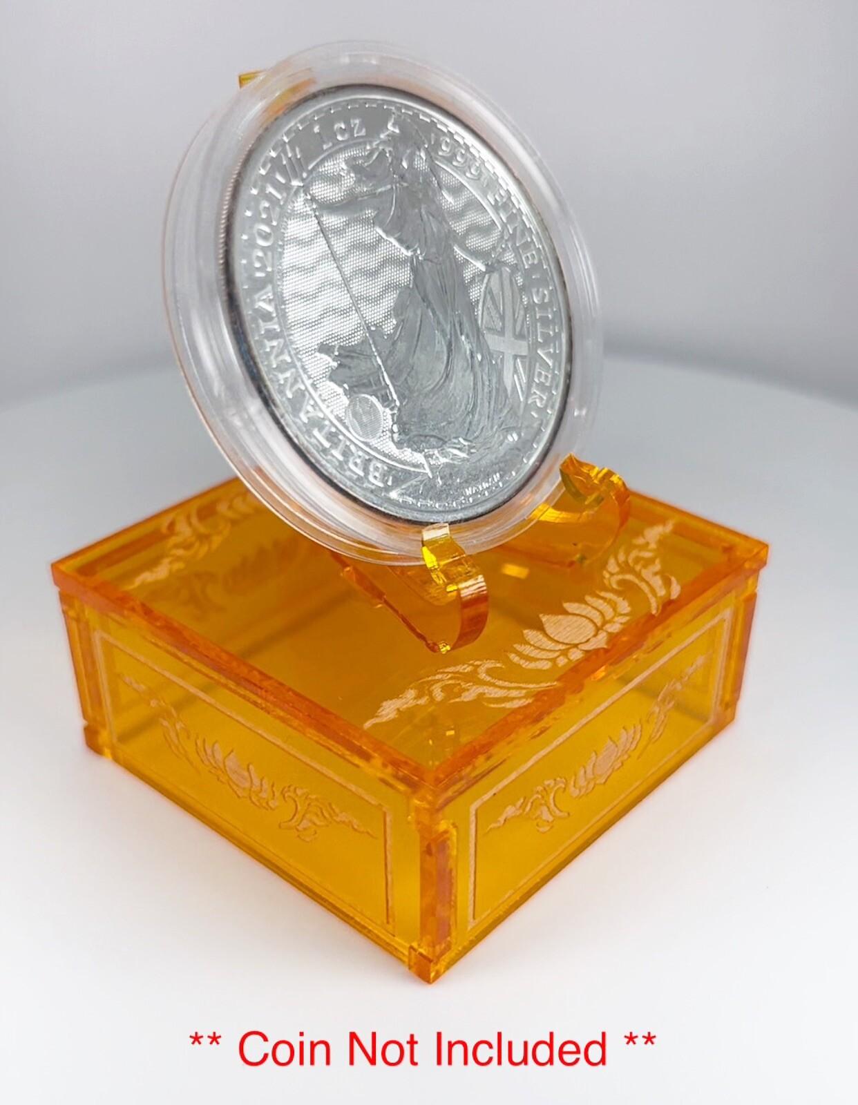 Clear Orange 1oz Silver or Gold Coins / Amulet / Medal Display Stand