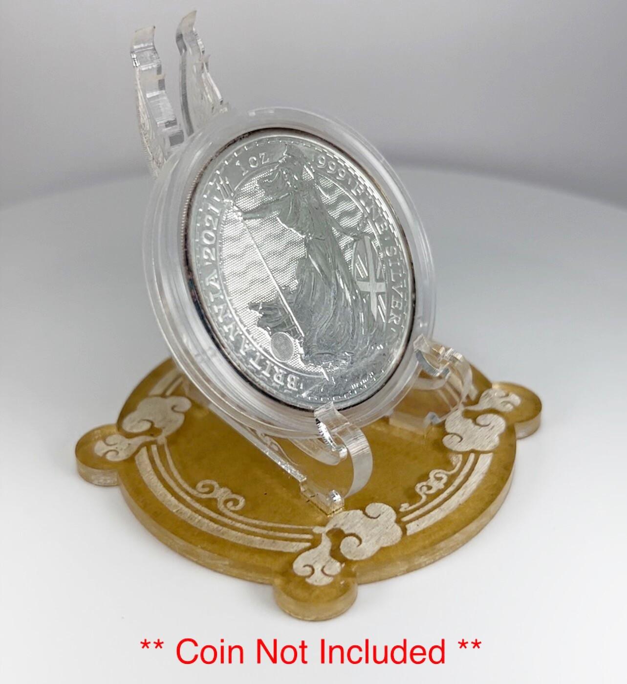 Clear Dragon 1oz Silver or Gold Coins / Amulet / Medal Display Stand