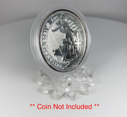 Clear Flower Themed Coin / Amulet / Medal Display Stand
