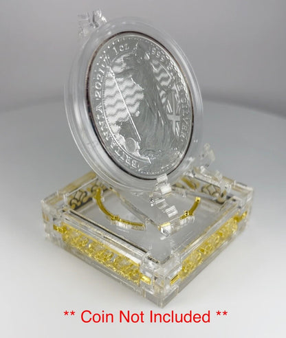 Clear & Gold 1oz Silver or Gold Coins / Amulet / Medal Display Stand