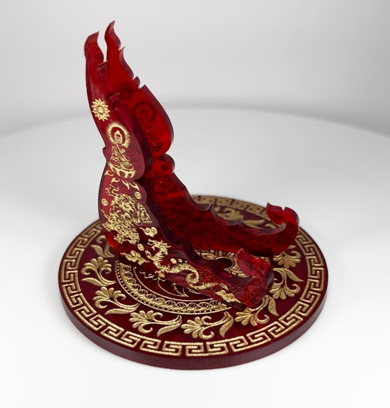 Red & Gold Yin & Yang 1oz Silver or Gold Coins / Amulet / Medal Display Stand