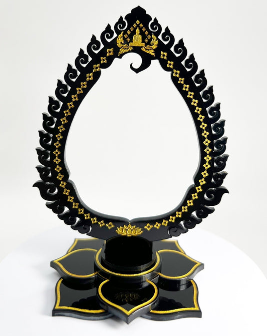 Black & Gold Thai Buddha Themed Hanging Charm / Amulet / Medal Display Stand