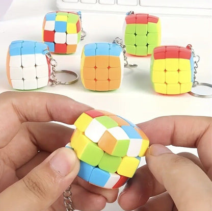 Mini Coloured Rubix Cube Game Puzzle Shaped Keyring Premium Keychain Gift UK