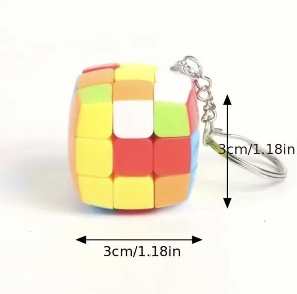 Mini Coloured Rubix Cube Game Puzzle Shaped Keyring Premium Keychain Gift UK