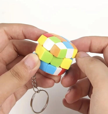 Mini Coloured Rubix Cube Game Puzzle Shaped Keyring Premium Keychain Gift UK