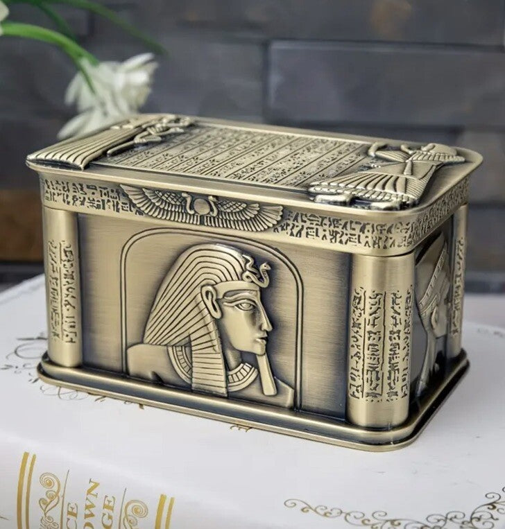 Egyptian Themed Coin Storage Box Chest Tomb Luxury Heavy Metal Tin Design