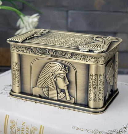 Egyptian Themed Coin Storage Box Chest Tomb Luxury Heavy Metal Tin Design