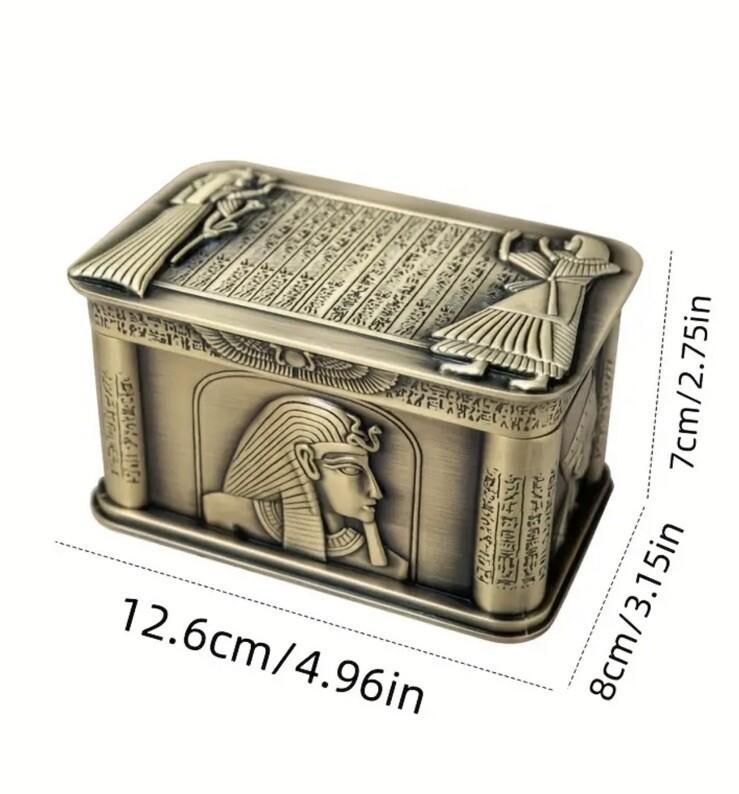 Egyptian Themed Coin Storage Box Chest Tomb Luxury Heavy Metal Tin Design