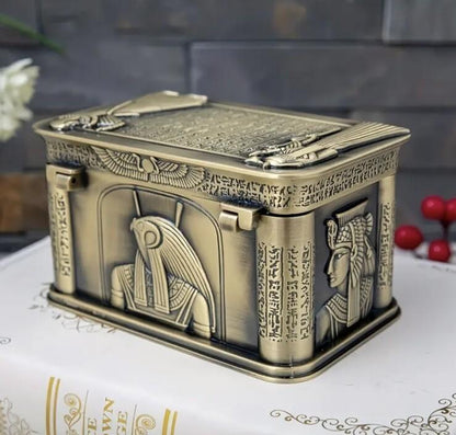 Egyptian Themed Coin Storage Box Chest Tomb Luxury Heavy Metal Tin Design