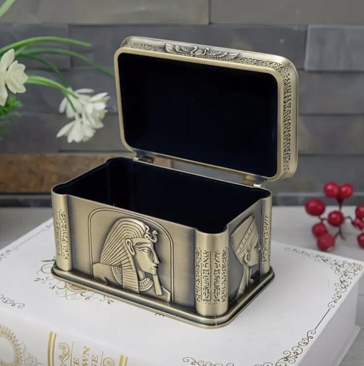 Egyptian Themed Coin Storage Box Chest Tomb Luxury Heavy Metal Tin Design
