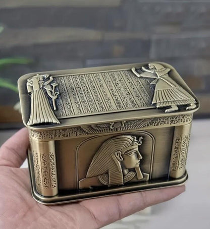 Egyptian Themed Coin Storage Box Chest Tomb Luxury Heavy Metal Tin Design