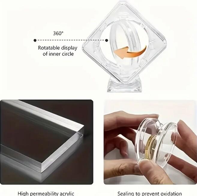 1 x Transparent Coin Revolving Display Stand For 1oz Silver or Gold Coins