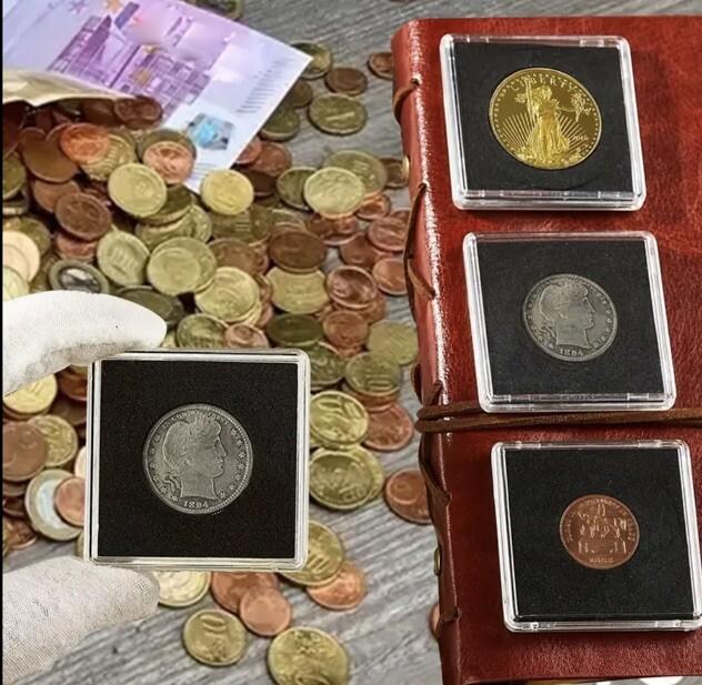 1 x Square Coin Protective Capsule Black Adjustable Foam Insert Rings 20mm-40mm