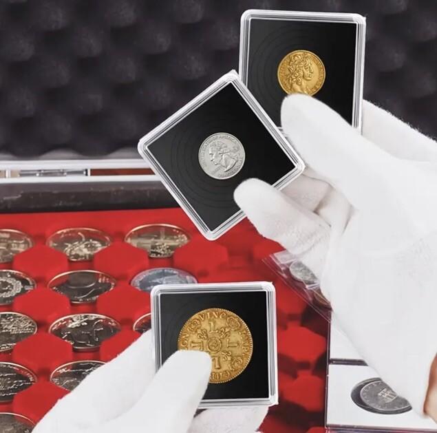 1 x Square Coin Protective Capsule Black Adjustable Foam Insert Rings 20mm-40mm