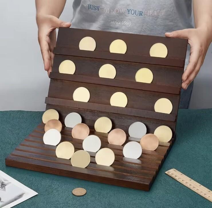 Coin Display Wooden Stand - 11 Rows For 1oz Silver or Gold Coins