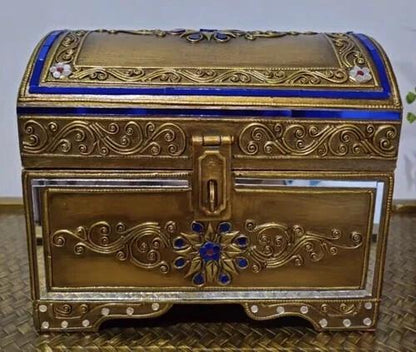 Handmade Thai Antique Vintage Wooden Jewellery Box Coin Treasure Chest Storage