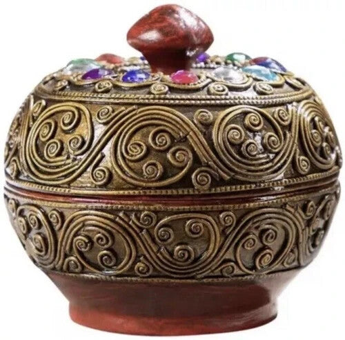 Handmade Thailand Antique Vintage Wooden Jewellery Box Necklace Coin Storage