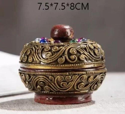 Handmade Thailand Antique Vintage Wooden Jewellery Box Necklace Coin Storage