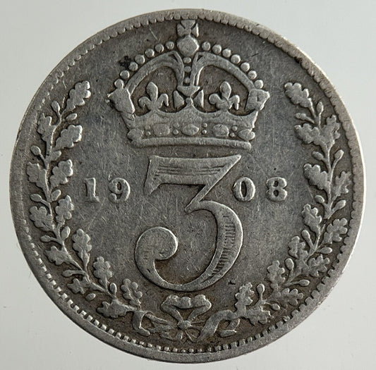 1908 Edward VII Threepence Silver Coin | Fine Collectable Grade