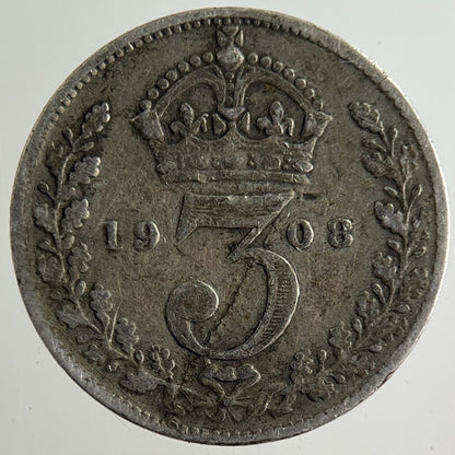 1908 Edward VII Threepence Silver Coin | Fine Collectable Grade