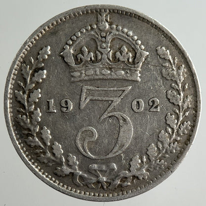 1902 Edward VII Threepence Silver Coin | Fine Collectable Grade