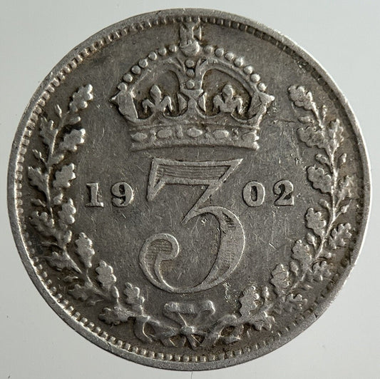 1902 Edward VII Threepence Silver Coin | Fine Collectable Grade