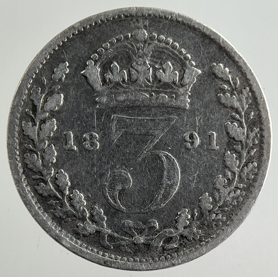 1891 Victoria Threepence Silver Coin | Fair Grade