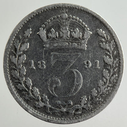 1891 Victoria Threepence Silver Coin | Fair Grade