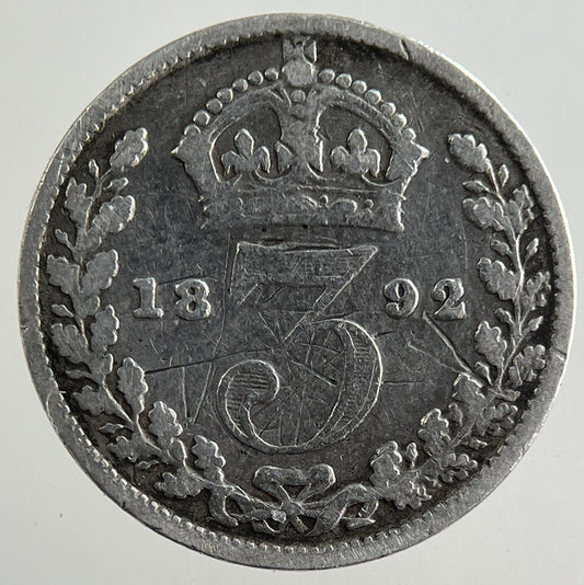 1892 Victoria Threepence Silver Coin | Fair Grade