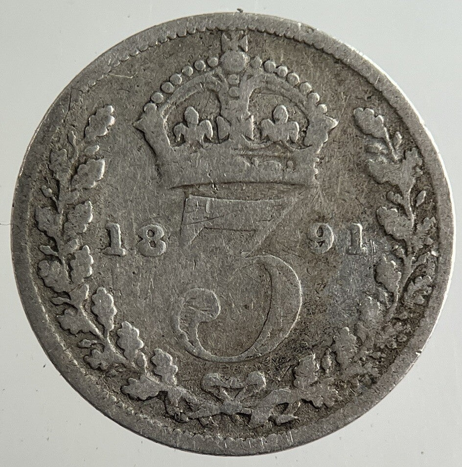 1891 Victoria Threepence Silver Coin | Fair Grade