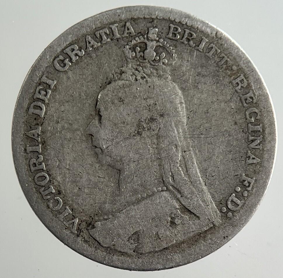 1892 Victoria Threepence Silver Coin | Fair Grade