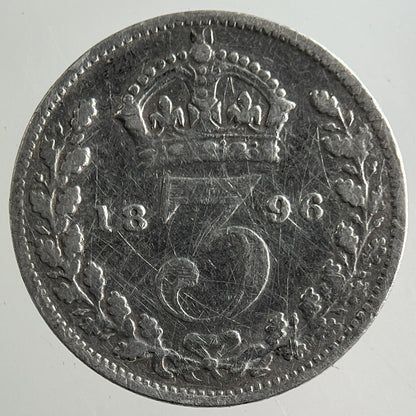 1896 Victoria Threepence Silver Coin | Fine Collectable Grade