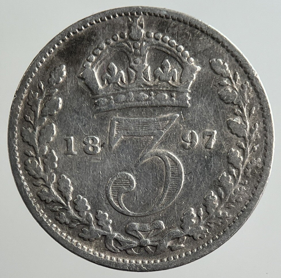 1897 Victoria Threepence Silver Coin | Fine Collectable Grade