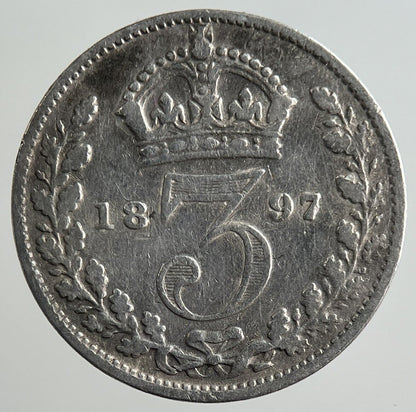 1897 Victoria Threepence Silver Coin | Fine Collectable Grade