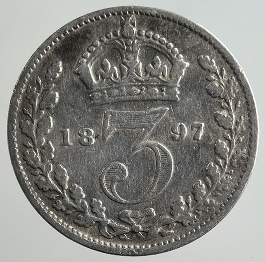 1897 Victoria Threepence Silver Coin | Fine Collectable Grade