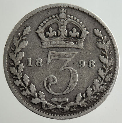 1898 Victoria Threepence Silver Coin | Fine Collectable Grade
