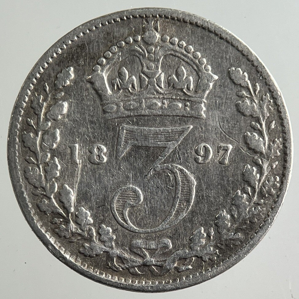 1897 Victoria Threepence Silver Coin | Fine Collectable Grade