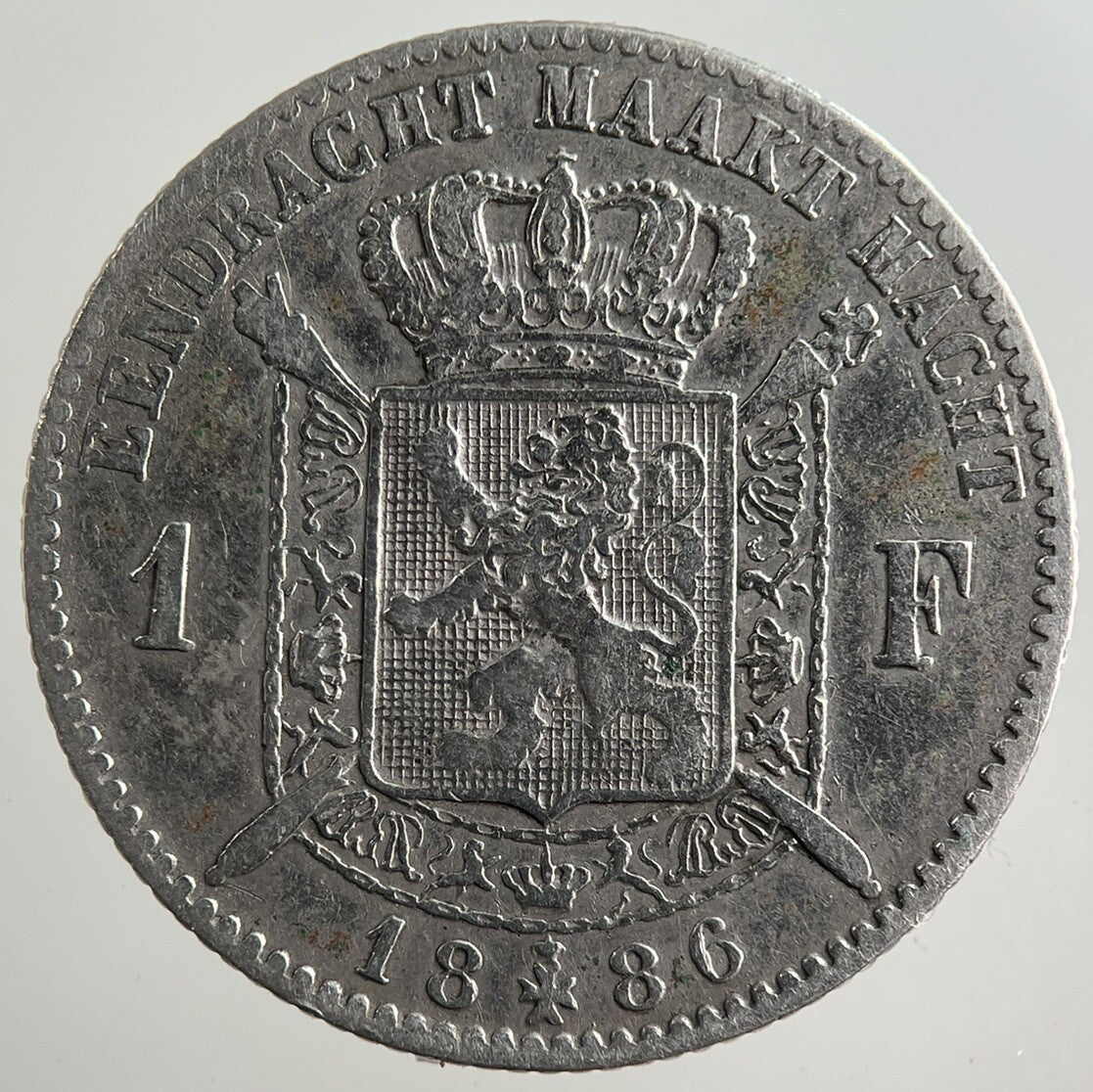 1886 Belgium 1 Franc Silver Coin | Fine Collectable Grade