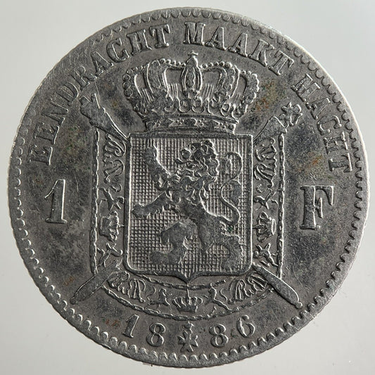 1886 Belgium 1 Franc Silver Coin | Fine Collectable Grade
