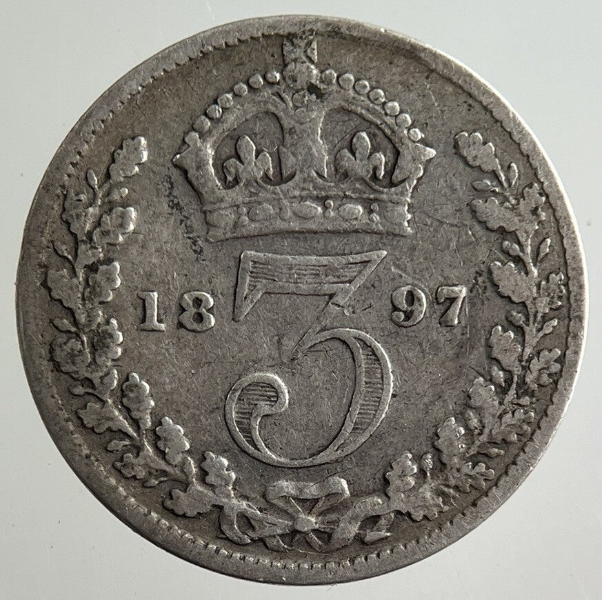 1897 Victoria Threepence Silver Coin | Fine Collectable Grade