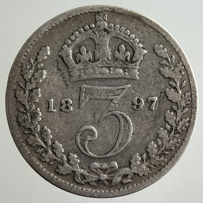 1897 Victoria Threepence Silver Coin | Fine Collectable Grade