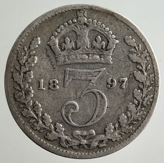 1897 Victoria Threepence Silver Coin | Fine Collectable Grade