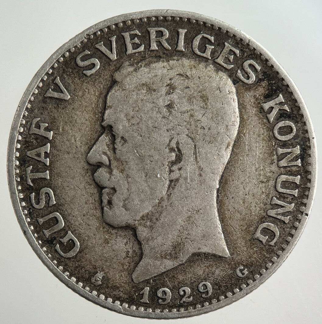 1929 Sweden 1 Krona Silver Coin | Fine Collectable Grade