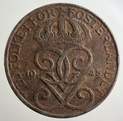 1943 Sweden 5 Ore Coin | Fine Collectable Grade