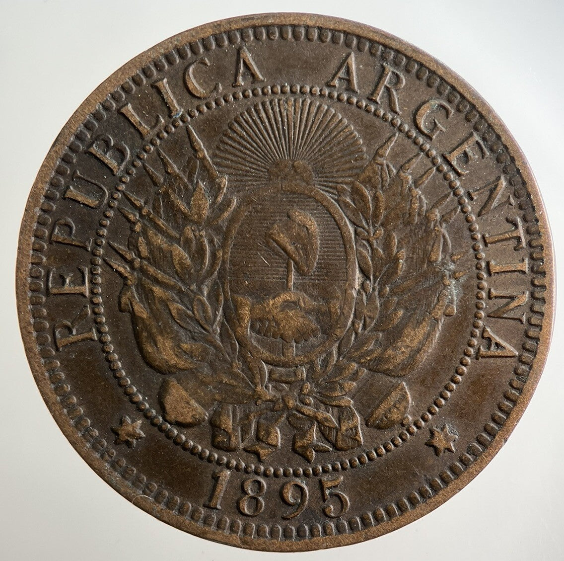 1895 Argentina 2 Centavos Coin | Fine Collectable Grade