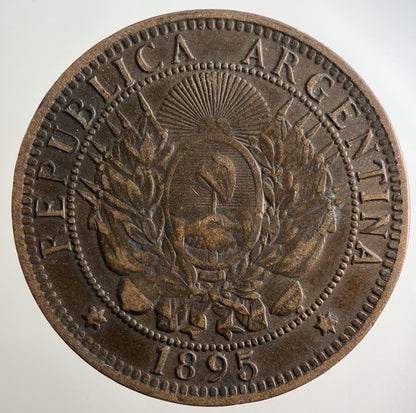 1895 Argentina 2 Centavos Coin | Fine Collectable Grade