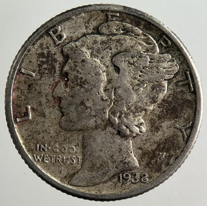 1938 US USA Mercury Dime Silver Coin | Fine Collectable Grade