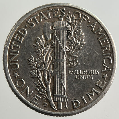1942-D US USA Mercury Dime Silver Coin | Very High Grade