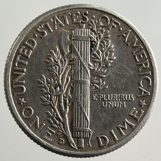 1942-D US USA Mercury Dime Silver Coin | Very High Grade