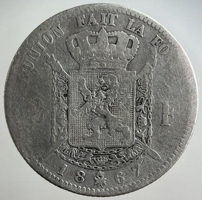 1867 Belgium 2 Francs Silver Coin | Collectable Grade